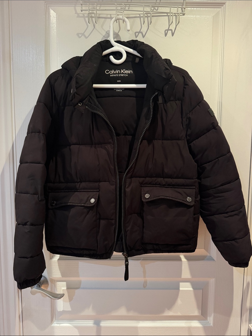 Calvin Klein womens Black Quilted Puffer Jacket with Hood